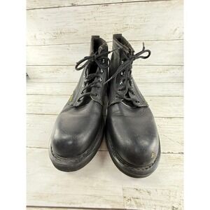 Rhino Mens Black Leather Work Boots Lace Up Oil Resistant Shoes Mens 10.5